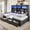 Black, variant on amerlife Twin Daybed with Bookcase Headboard, USB-C Charging, RGB Lights & 3 Drawers, No Box Spring Needed, Platform Bed Frame for Teens, Dorms, Guest Room,Rustic Oak