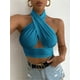 thumbnail image 3 of TxlixcChaleco de verano femenino, cuello de tirante cruzado de color sólido sin espalda, para niñas, 4 colores Txlixc  moda, 3 of 9