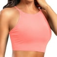 thumbnail image 1 of Women's Plus Size Swim Top Solid Color Adjustable Straps Removable Pads Racerback Tankini Top Summer Beach Pool Bathing Suit Pink, 1 of 5