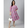 thumbnail image 1 of Janasya Indian Women's Pink Georgette Floral A-line Western Dress, 1 of 8