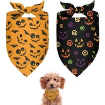 Cute Halloween Dog Bandanas 2 Pack, Pumpkin Cartoon Ghost Skeleton Spider Dog Scarf, Handkerchief Scarves Gifts for Puppy Large Dogs