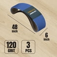 thumbnail image 3 of POWERTEC 3PK 6 x 48 Inch Zirconia 120 Grit Sanding Belts, Belt Sander Sanding Belt for Bench Sander, Belt and Disc sander, Woodworking, Metal Grinding (464812Z-3V), 3 of 6