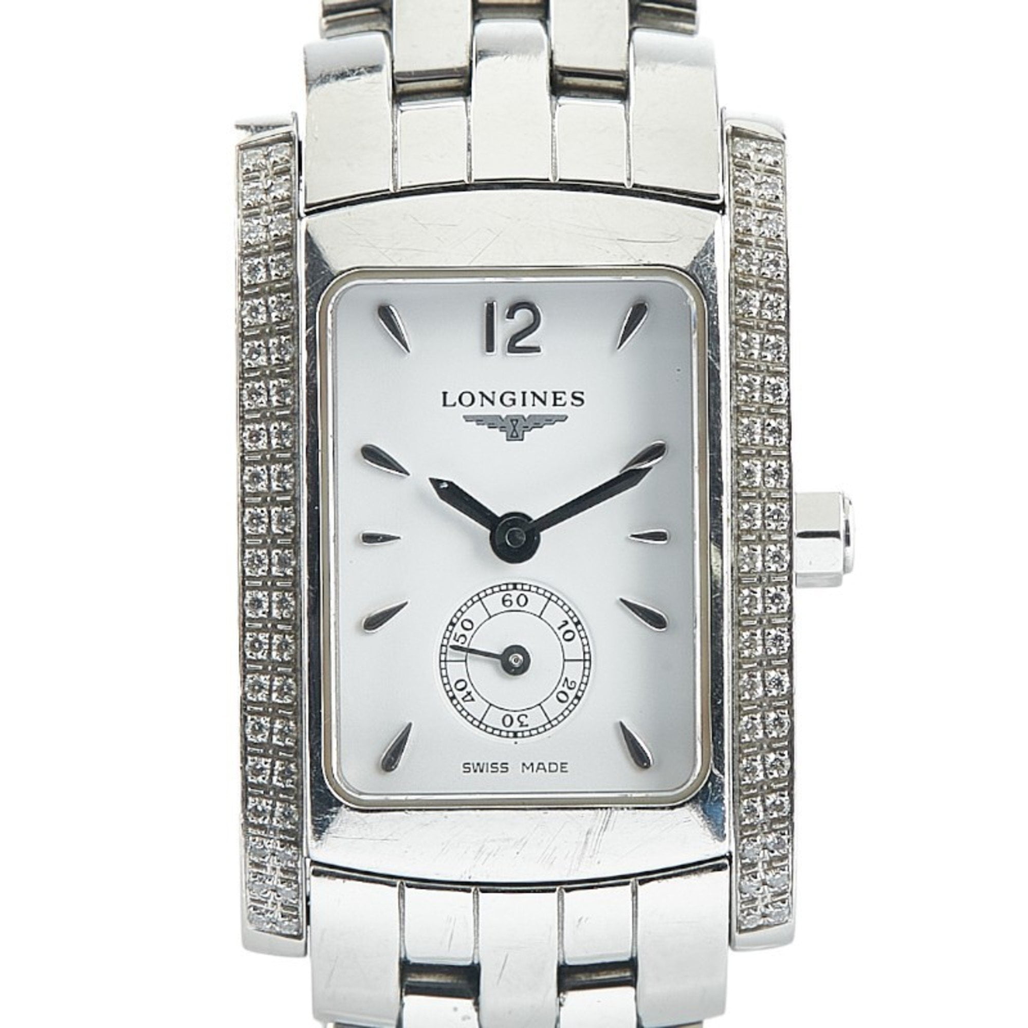 Pre-Owned Longines DolceVita Diamond Bezel Watch L5.155.0 Quartz White Dial Stainless... (Good)