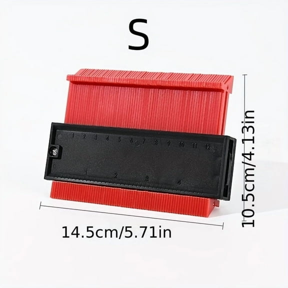 5" Adjustable Contour Gauge – Multi-Purpose Plastic Shape Duplicator with Inch/CM Ruler for Corners, Irregular Profiles, Woodworking & DIY Tasks, Red