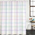 thumbnail image 2 of White Plaid Grid Shower Curtain, Waterproof Shower Curtains for Bathroom, Colorful Line Modern Simple Geometric Washable Fabric Bathtub Curtain Set Bath Decor with 12 Hooks Stall 36"x72", 2 of 8