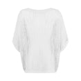 thumbnail image 5 of Womens Short Sleeve Sweaters Scoop Neck Summer Beach Cover up Casual Crochet Hollow Out Knit Tops Pullover Shirts, 5 of 6