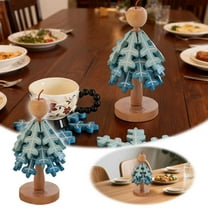 Trivets for Hot Dishes,hot Pads for Kitchen，Wooden trivets for hot Dishes，Tree Shape Trivet Set,3 Wooden Trivets   1 Stand Like a Christmas Tree
