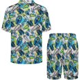 thumbnail image 3 of PRIYAL Men's Short Sleeve Pajama Sets Button Down Collar Sleepwear Soft Lounge Pjs Set Lightweight Men's Outfits, 3 of 9