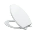 thumbnail image 3 of Elongated Soft Close Toilet Seat – Quiet-Close, Quick Release Top-Mount, Durable White Bathroom Cover, Grip-Tight Bumpers, 19" Elongated All White Plain Cover, 3 of 8