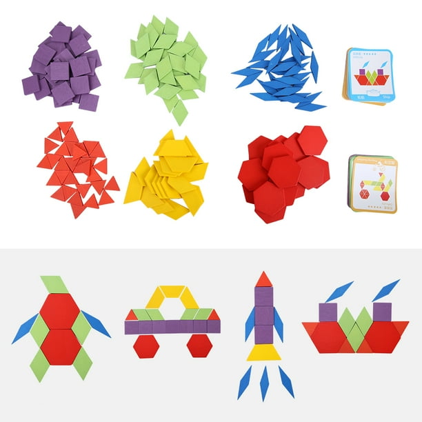 155 Uds. Tangram de madera con forma geométrica, bloques de construcción para niños, rompecabezas, juguete para juego educativo