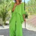 thumbnail image 6 of ZenCart Women's Loose Boho Two Piece Set Casual Pullover Short Sleeve Top Wide Leg Pants Set Oversized Summer Outfits, 6 of 8
