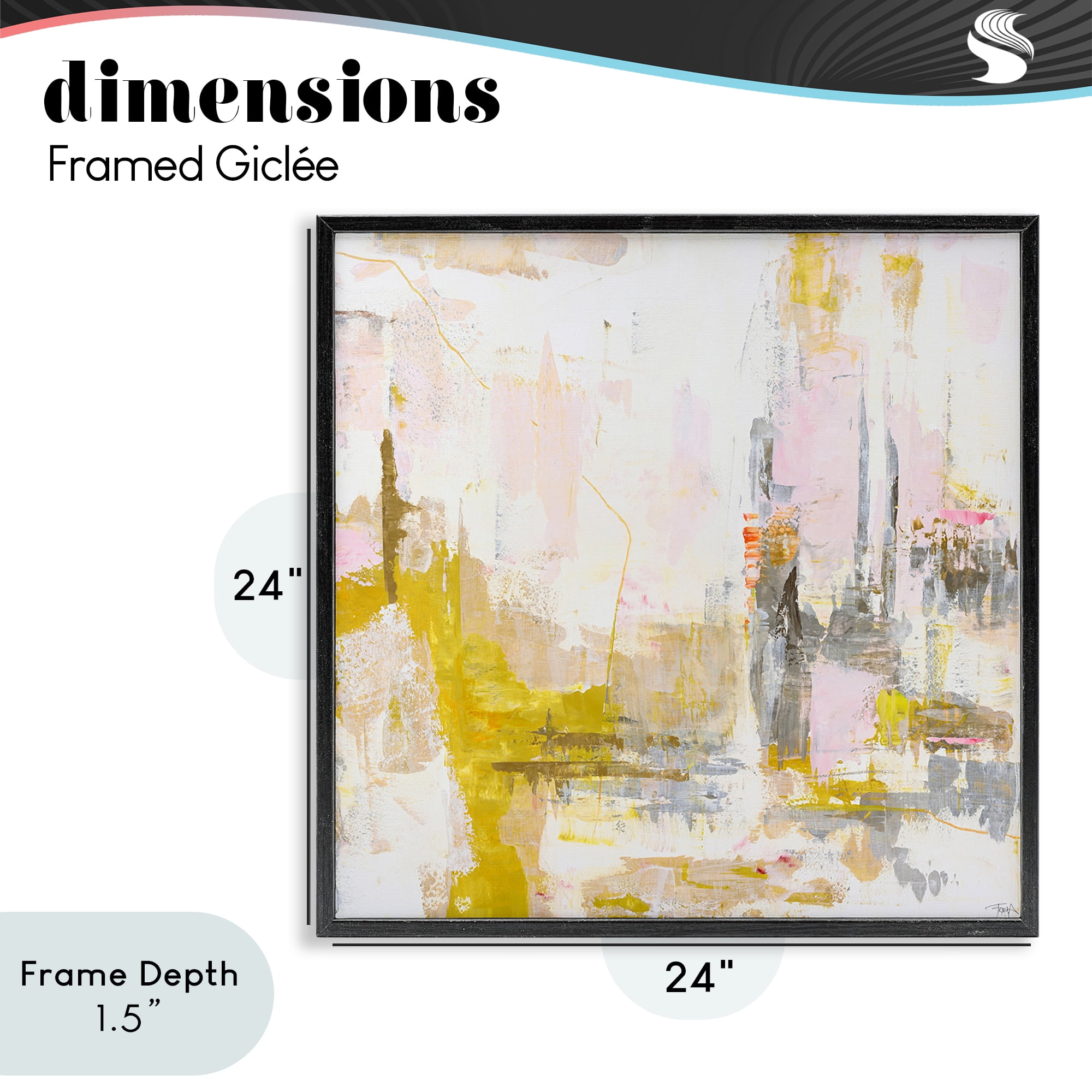 Stupell Industries New Age Yellow Abstract Black Framed Giclee Art, design by Design Fabrikken