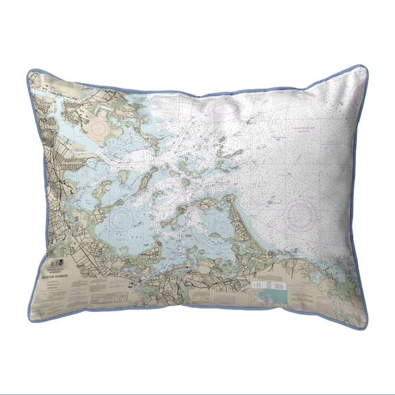 Betsy Drake SN13270BH 11 x 14 in. Boston Harbor, MA Nautical Map Small Corded Indoor & Outdoor Pillow