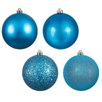 Vickerman 1.6" Turquoise 4-Finish Ball Ornament Assortment, 96 per Box