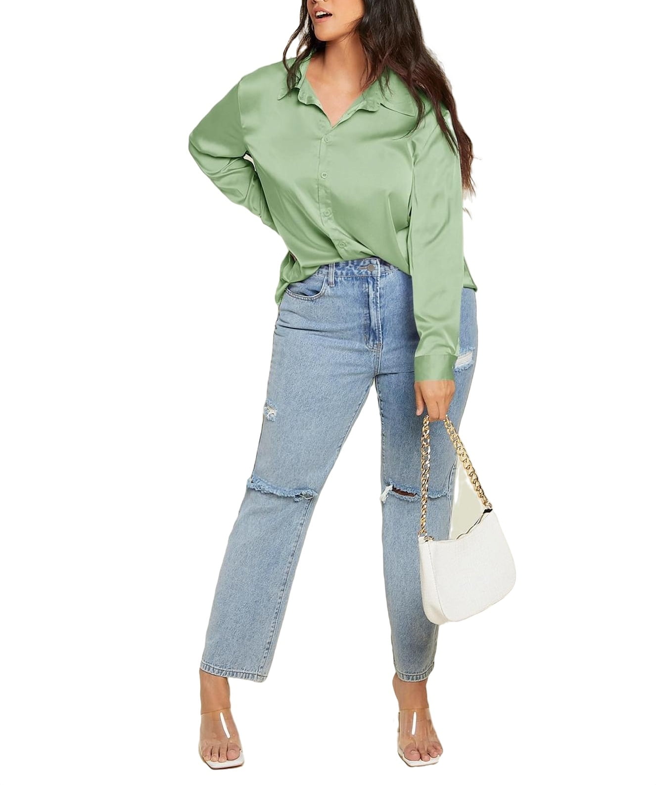 mint green plus size tops