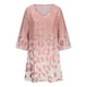 thumbnail image 4 of Puntoco Vestido De Manga Corta Con Cuello En V, Estampado Con Cuello En V Vestido De Manga 7 Cuartos Con Cuello En V Rosa Xxxxxl, 4 of 6