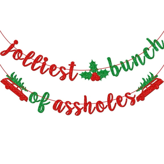 Jolliest Bunch of Banner, Christmas Party Decorcation, Merry Christmas Banner, Christmas Wall Decor, Winter Holiday Party Supplies