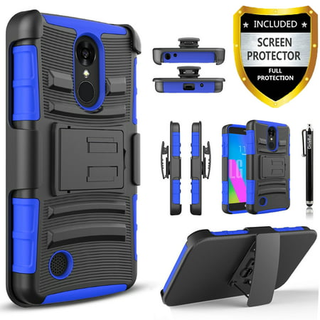 LG K30 Cases, LG Premier Pro LTE, LG K10 2018 Case, Ring & Magnetic Dual Layers [Combo Holster] with [Tempered Glass Screen Protector] Hybird Shockproof (Best Launcher For Lg K10)