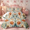 thumbnail image 2 of Manfei Retro Flowers Bed Spread Queen 3pcs,Vintage Aesthetics Queen Coverlet Set,1 Quilt and 2 Pillowcases, 2 of 7