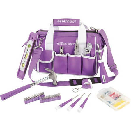 Essentials Tool Set with Zip-Up Bag, 32-Piece, Purple/White