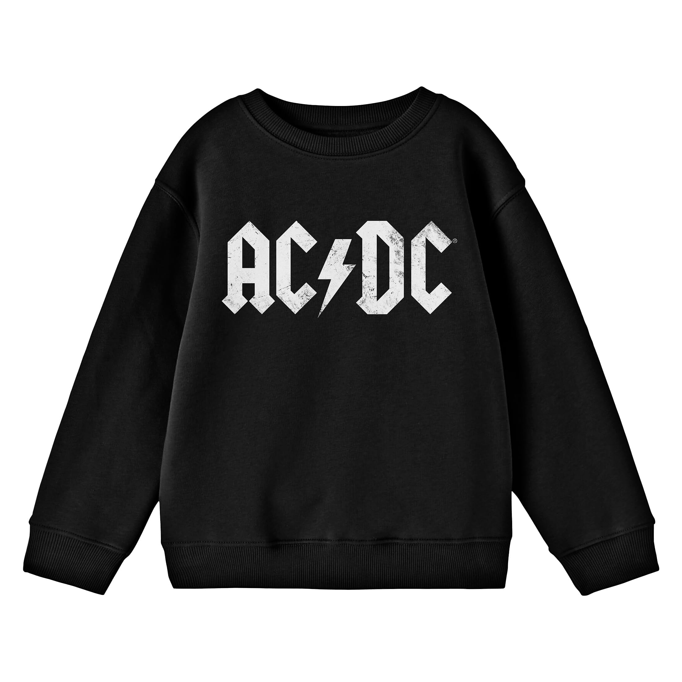 ACDC Logo Youth Black Crew Neck Long Sleeve Sweatshirt-Medium