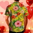thumbnail image 6 of purcolt Mens Hawaiian Shirt Summer Short Sleeve Button Down Shirt Tropical Flower Print Casual Beach Vacations Party Tops, 6 of 9