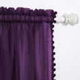 thumbnail image 3 of Mocassi (2-Piece) Multipurpose Pom Pom Drapes, Semi-Sheer Window Curtains with 2 inch Rod Pocket, 40 X 84 inches, Eggplant Purple, 3 of 6