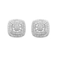thumbnail image 2 of Jewelili Sterling Silver with 1/4 Cttw Natural White Diamonds Cushion Shape Double Halo Stud Earrings, 2 of 5
