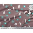 thumbnail image 1 of Soimoi Rayon Fabric Star & Holly Leaves Print Sewing Fabric Yard 42 Inch Wide, 1 of 3