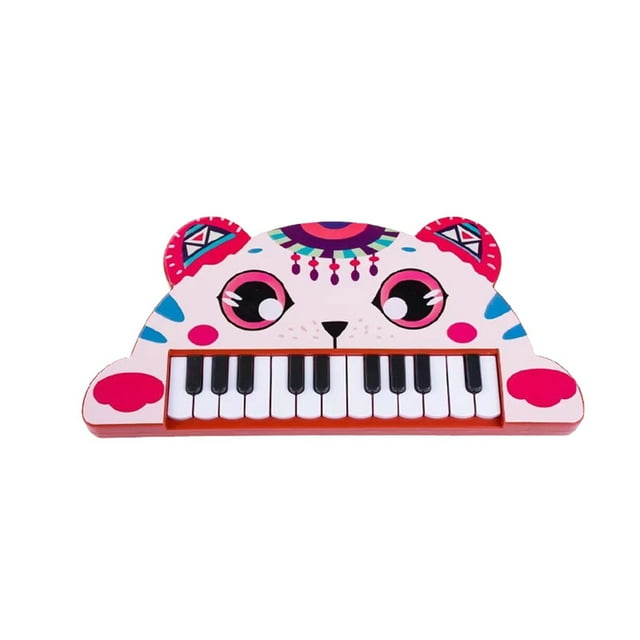 C Childrens Electronic Piano Toy With 15 Keys Multi Functional Music Keyboard Built-In Microphone Recording Playback Light Up Effects Early Learning Toy For Kids 9.84X5.59X1.22Inches