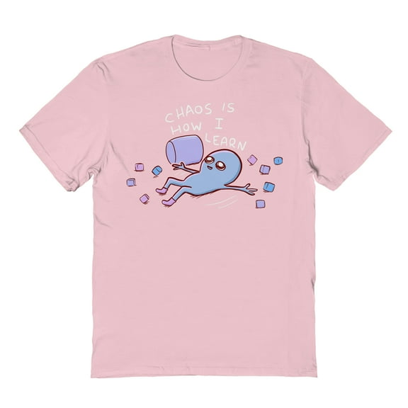Nathan W Pyle Strange Planet Chaos Is How I Learn Graphic Light Pink Men's Cotton T-Shirt