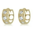 thumbnail image 6 of AVORA 14K Yellow Gold Fancy Simulated Diamond CZ Huggie Hoop Earrings, 6 of 6