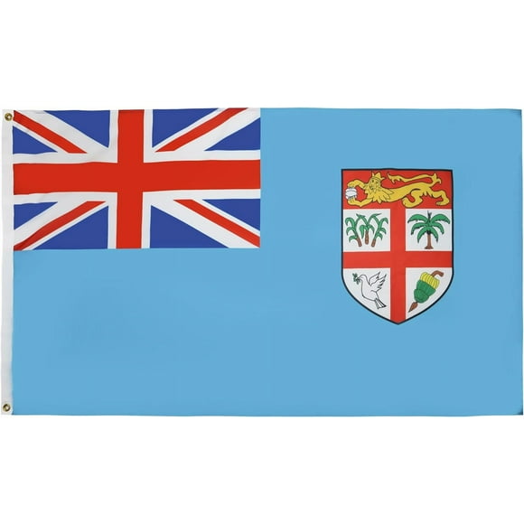 2024 Paris Olympics Fiji Flag - 3x5 Ft - 100D Polyester Fijian Banner with Two Metal Grommets - Fade Resistant - Vivid Colors - 3' x 5' Feet - 150x90 Cm_Special Gift