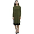 thumbnail image 2 of Women's MICRO SUEDE Layered Side Slit Tunic Style Below the Knee Length Midi Dress, 2 of 4