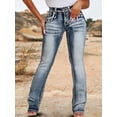 thumbnail image 2 of ROAD MARKINGS Women's Jeans with Decorative Back Pockets, Light Blue Wash, Contrast Stitching (US, Alpha, Large, Regular, Regular, Light Blue), 2 of 5