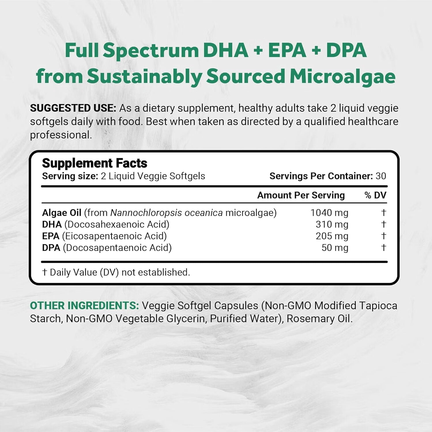 Naturalis【520mg Per Softgel】Vegan Omega 3 DHA, EPA & DPA from Algae | Vegan Society Certified, Sustainably Sourced, True Full Spectrum | 120 Veggie Softgels (Carrageenan Free)