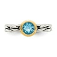 thumbnail image 5 of Shey Couture Sterling Silver with 14K Accent Antiqued Round Bezel Sky Blue Topaz Ring, 5 of 6