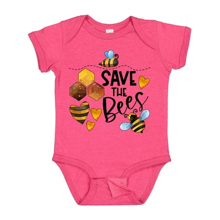 

Inktastic Save the Bees Cute Bees and Hearts Boys or Girls Baby Bodysuit