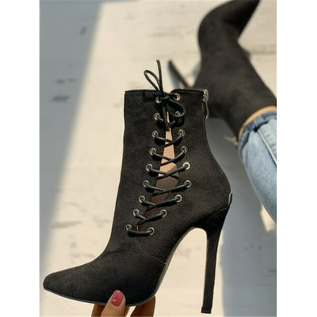 stiletto ankle boots lace up