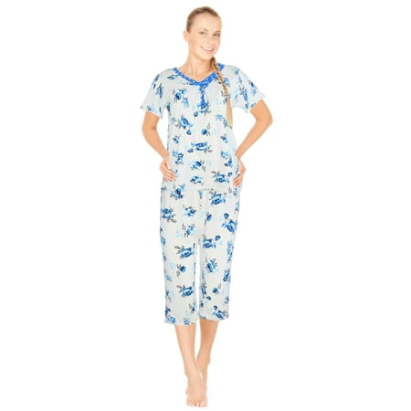 

JEFFRICO Womens Pajamas For Women Capri Set Sleepwear Soft Pajama Plus Size