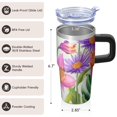 thumbnail image 3 of Sunflower 20oz Stainless Steel Tumbler with Handle and Straw – Insulated Travel Cup with Sliding Lid, 360° Full Wrap Printed Mug for Home, Outdoor & Sports Use, Foral, 3 of 6