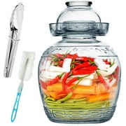 Glass Fermenting Jar, Large Capacity Sealed Pickle Tank, Traditional Chinese Fermentation Crock with Water Seal Airlock Lid for Pickling Kimchi Sauerkraut