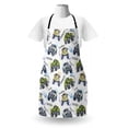 thumbnail image 3 of Cars Apron, Hand Drawn Watercolored Monster Trucks Enormous Wheels Off Road Lifestyle, Unisex Kitchen Bib with Adjustable Neck for Cooking Gardening, Adult Size, Yellow Lavender Blue, by Ambesonne, 3 of 4