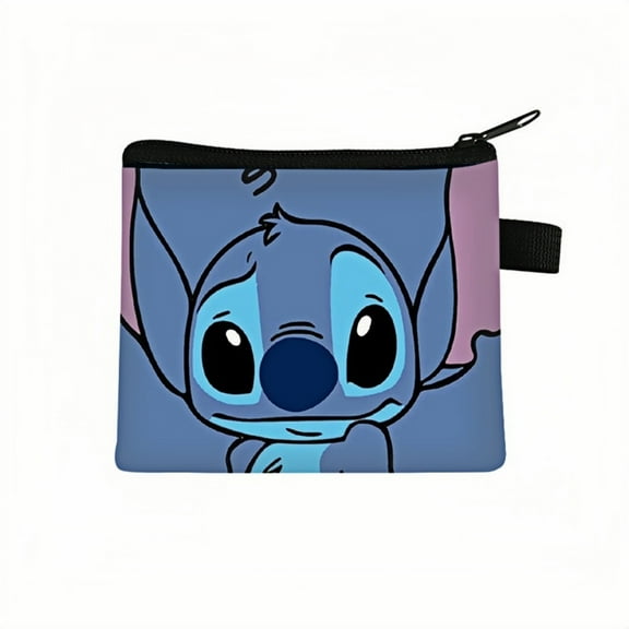 2-Pack Stitch Kawaii Anime Mini Wallet Set -Zippered Coin Purse & Polyester Card Holder