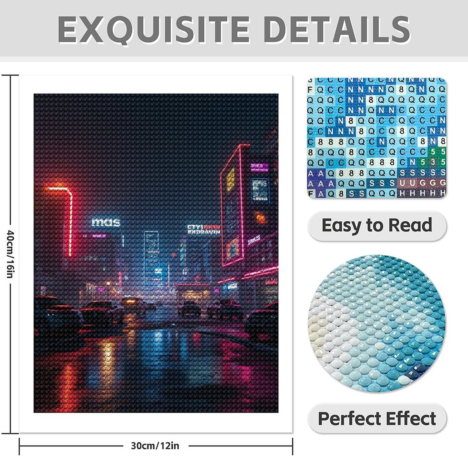 Diamond Art Kits for Adults - Cyberpunk Cityscape Print No.103 5D Frameless Dimond Painting Kit for Adults Beginner, Round Diamond Kits for Home Wall Decor, Gift for Women