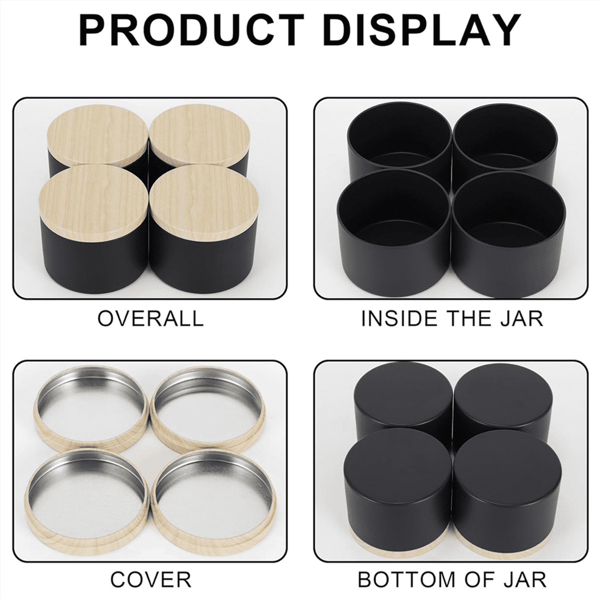 Accessoires Fabrication Bougies 24 Boîtes à Bougies Métalliques Noires Avec Couvercles - 113,4 G - 4 Oz - Fabrique Bougies Maison Accessoires Artisanat Bougies