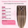 thumbnail image 4 of Extensiones de cabello humano real Gampacy con clip, 7 unidades, 56 cm, 4 of 8