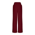 thumbnail image 6 of Travel Pants for Women Sevevn Womens Solid Color Casual Sports With Pockets Loose Straight Wide-leg Pants Yoga Pants Red L, 6 of 8