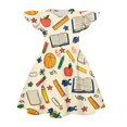 thumbnail image 4 of Grblisyd Back to School Clothes Girls' Dresses Cute Pencil Print Flutter Sleeve A Line Dress Summer First Day of School Outfits 2-8Y, 4 of 4