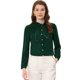 thumbnail image 1 of Camisa elegante de manga larga con cuello de pajarita y puntada en contraste para mujer Verde L, 1 of 4